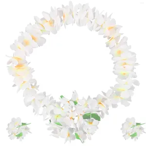 Fiori decorativi 4 pezzi Collane Hawaii Fiore artificiale Copricapo hawaiano Abbigliamento Feste in costume Accessori da viaggio