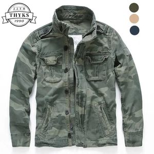 Military Denim Jacket Men Retro Camo Multi-Pockets Mens Cowboy Jackets Fashion Cargo Jeans Coats Jaqueta Masculina Size S-2XL 240301