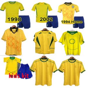 Kids Kit 1994 1998 2002 2004 Brazll Retro -Fußball -Trikot Ronaldo Romario Kaka Ronaldinho Rivaldo MAILLOT DE FUTOL R.CARLOS Brazii Brazilian Football Shirt