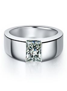 Solid Platinum PT950 Men 1CT Princess Cut Diamond Men039s Engagement Ring Excellent Anniversary Day For Man3673245