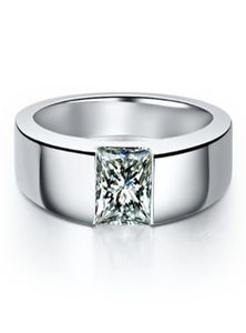 Solid Platinum PT950 Men 1CT Princess Cut Diamond Men039s Verlobungsring Excellent Anniversary Day For Man3673245