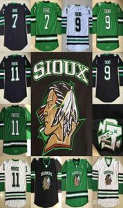 Thr North Dakota Fighting Sioux Hockey-Trikots 9 Jonathan Toews 7 TJ Oshie 11 Zach Parise Fighting Sioux DAKOTA College Hockey J8826145