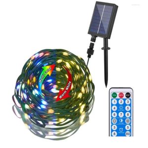 LED String Strings 22M 200L Solar RGB String Peri Işıkları Uzaktan Su Geçirmez 8 Mod Lambalar Açık Bahçe Partisi Bahçesi Noel Işık Dhxjk