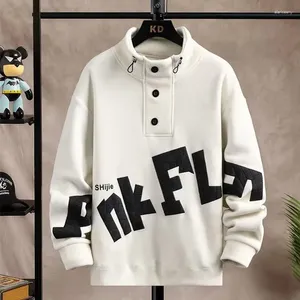 Men's Hoodies 2024 Spring Autumn Sweatshirt Korean Fashion Harajuku Warm High Collar Clothing Top Graphical Hoodie