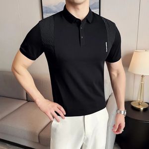 Solid Color Mens Short Sleeved Polo Shirt Business Casual Summer Top 2024 Högkvalitativ ny produkt Mens Kort ärm T-shirt 240307