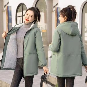 Parkas Fashion Winter Hooded Puffer Jacket 2023 New Women Casual Warm Fur Lining Parkas Female Korean Loose Long Sleeve Coat Outwear