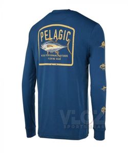 Pelajik dişli balıkçılık gömlek erkekler uzun kollu crewneck sweatshirt açık uV koruma nefes alabilen balıkçılık giyim camisa pesca 2201325545