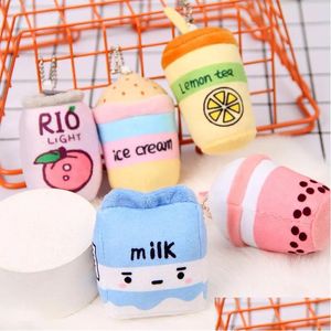 2024 Stuffed Plush Animals 10Cm Cute Fruit Bubble Tea Keychain Soft P Toy Pendant Boba Doll Kawaii Backpack Bag Decor Birthday Gifts Fo Dhipy