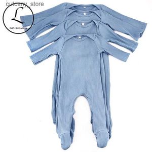 Jumpsuits Newborn Baby Girls Boys Ribbed Cotton bodysuit romper Spring Summer Soft Footies For Toddler Childs Outfits customized Clothing L240307