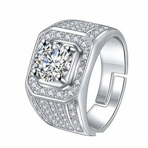حلقات الكتلة مفتوحة قابلة للتعديل قابلة للتعديل حلقات الكتلة الفرقة فرقة Finger Sier Champion Cubic Zirconia Ring for Men Fashion Jewelry Will and Dr Dhdlk