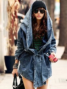 Girls Denim Jackets Oversized Hoodie Hooded Outerwear Jean Wind Jacket Fashion Design Denim Women Coat 240301