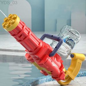 Gun Toys Gatlin Electric Water Gun High-Tech Automatyczne letnią plażę wodną pistolet duża pojemność impreza plażowa zabawka na prezent dla dzieci dorosłych YQ240307