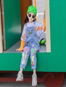 Kids Girls Cartoon Overalls 10 12 years Jeans Autumn Fashion Casual Teenage Girls Pants 2012076128437