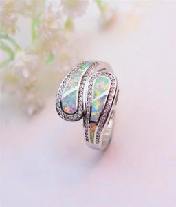 Anéis de casamento luxo feminino branco azul fogo opala anel vintage prata cor banda promessa amor noivado para women4954880
