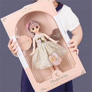 BJD Doll 3D Eyes Girl Wedding Ball Joint DIY Full Set Clothes Dress Up Bicycle Box Birthday Year Gift Toy 240306