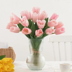 Decorative Flowers 7Pcs Fake Flower No-fade Realistic Simulated Tulips Beautiful Low-maintenance Artificial Bouquet For Home Decoration