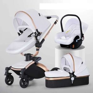 Bebekler# Baby 3 Arada 1 Lüks Pram Yeni doğan taşıma deri yüksek peyzaj arabası arabası dönen bebek kabuğu R230817 Sıcak kek tasarımcısı özelleştirilmiş marka gibi satmak