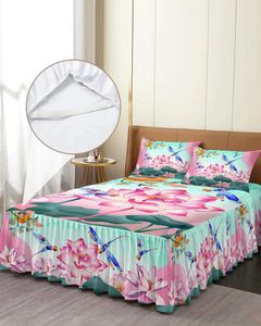 Spódnica z łóżkiem chiński w stylu Lotus Dragonfly Elastyczne połączone łóżko z poduszkami materaca pokrywka pościel