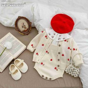 Phemsuits 2023 Autumn Spring Kids Baby Girls Cute Mushroom Assered Sweater Coat + Olcyveless Romper Comply Toddler Compley 0-3y L240307