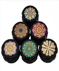 Drum Type Smoke Grinder 55mm Zinc Alloy Color Printing Pattern Herb Tobacco Grinder 4 Layer Flat Grinder DDA4218323903