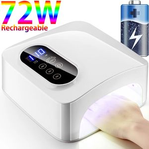 72W UV LED Lamp Rechargeable Nail Dryer Fast Dry Drying Wireless for Curing All Gel Polish Manicure 240229