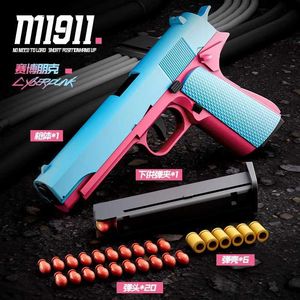 Gun Toys M1911 Colt Toy Gun Pistol Soft Bullet Shell Ejected Blaster Manual Airsoft Air Gun Launcher For Children Adults Shooting Games yq240307