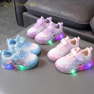 Athletic Outdoor Size 21-30 Girl LED Light Shoes Baby Cute Cartoon Glowing Sneakers Children Wear-Resistant Luminous Shoes for Girls SapatoL2401