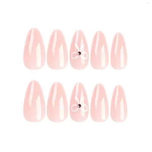 False Nails Glossy Almond Nail Artificial With Pattern And Rhinestones For Salon Expert Naive Women