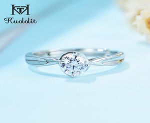 Kuololit Natural Moissanite Rings for Women 925 Solid Sterling Silver Class 4 Claw Lab Diamond Ring for Engagement Wedding花嫁Y1005787