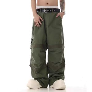 Ao ar livre tático multi bolso pára-quedas engenharia sweatpants homens mulheres calças jogger calças com cordão