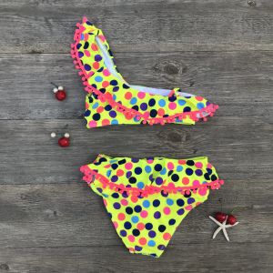 Swimwear 2023 Girls Swimsuit Two Pieces Children's Swimwear Children Dot Print Girls Bikini Sets Bathing Suit Biquini Infantil A30