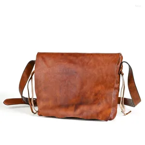 Torba Nesitu Wysoka jakość A4 Brown Vintage Full Grain Feelble Opalone oryginalne skórzane mężczyźni kobiety Messenger Torby Mężczyzna ramię M066