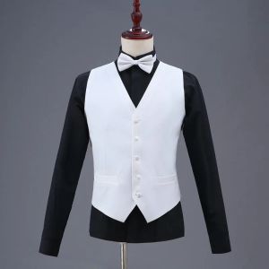 VESTS Fashion Suit Vest for Wedding Tuxedo Suits Men's White Black One Piece Formal Waistcoat Party Stage Performance Suit Vest