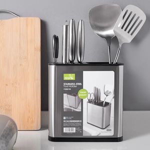 Talheres de cozinha organizador faca suporte plástico dreno armazenamento titular aço inoxidável colher garfo bandeja prateleira caixa utensílios cozinha ferramenta 240228