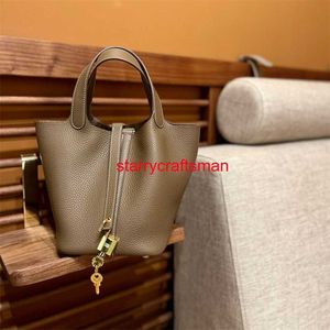 Borse con manico superiore Borsa Picotin Lock 1822 Borse originali Togo ad alta definizione Cestino per verdure in pelle di vacchetta Borsa da donna Borsa a secchiello in vera pelle Logo Lahave HB9QIQ