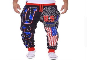 2019 calças casuais dos homens bandeira americana eua lettering inverno calças de ginásio moda masculina joggers calças com plus size1445235