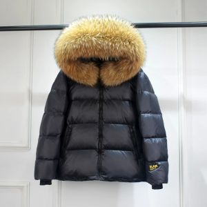 Coats luxuoso grande guaxinim natural de pele encapuzado para mulheres e homem inverno 90% jaqueta branca de pato baixo