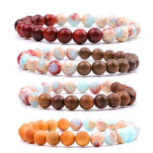 wenge Chicken wing wood round bead bracelet Shoushan stone Gloomy wood Beaded bracelets fashion elastic bangles for women jewelry gift