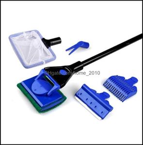 Ferramentas de limpeza para aquários, suprimentos para animais de estimação, tanque de aquário, conjunto completo de limpeza, rede de peixes, ancinho de cascalho, raspador de algas, garfo, escova de esponja gla4677800