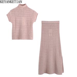 Abiti KEYANKETIAN Abiti da donna con gonne Abiti da donna 2 pezzi Jacquard Mesh Knit Top Gonne eleganti Abiti sexy Abiti da donna