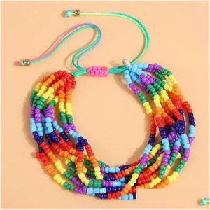 Frisado Strand 8 Camadas Handmade Bohemian Amizade Pulseira Étnica Colorf Semente Bead Flores Charme Para Mulheres Praia Drop Delivery Jewe Dhfqz