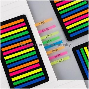Notepads Wholesale Notepads 160300Pcs Color Stickers Transparent Fluorescent Index Tabs Flags Sticky Note Stationery Children Gifts Sc Dh5Kn