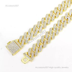 Designer de jóias pulseira colar de prata Stock Iced Out Vvs Moissanite Pulseira Cubana Bling Moissanite Diamante Cuban Link Chain Hip Hop Homens Jóias Colar Y1