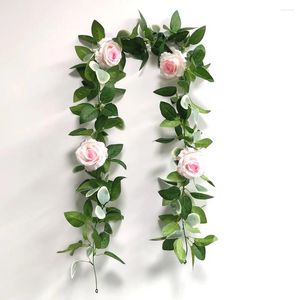 Dekorativa blommor 1.8Metrar Artificial Rose Wedding Decoration Simulated Flower String Hem Hanging Garland Arch Fake Plant Vine