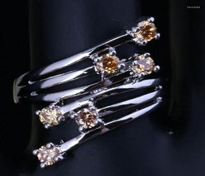 Pierścionki ślubne Klejnoty Orange szampański cyrkon Morganite Silver Plated Argent Biżuter Pierścień Rozmiar 6 7 8 9 S14159237213