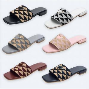 Luxurys flip flops Summe praia Sandália chinelos Bordar Tecido Slide moda Casual sapato Designer slider Couro Sandale mulher sapatos mocassins