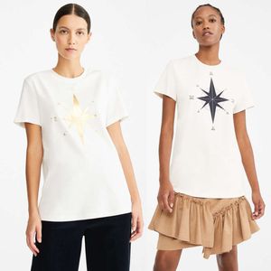 21夏の新しい女性のマックススターコンパッププリントピュアコットン短袖Tシャツ