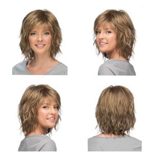 Short blonde hair wig for women like human hair synthetic heat-resistant natural elf Halloween daily fiber lace wig BRM