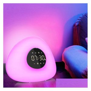 Night Lights Brelong Intelligent Sunrise Wake-Up Light Alarm Clock Led Colorf Drop Delivery Lights Lighting Indoor Lighting Dh6A1