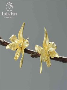 Lotus Fun Elegant Iris Flower Stud Earrings Real 925 Sterling Silver 18K Gold For Women Handmade Designer Fine Jewelry 2106169539523